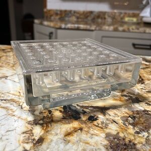 WOHNHILFE PORTAFIORI DEVICO Vintage Glass & Lucite Flower Frog Vase Design